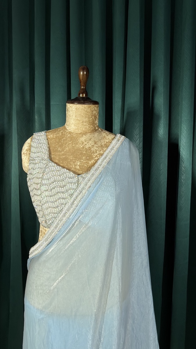 Gold zardozi hem detail